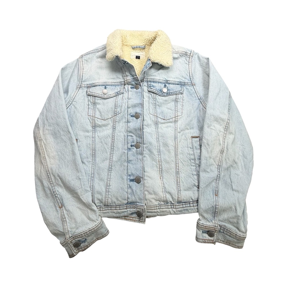Universal Thread Denim Jacket Womens L Light Wash Sherpa Lined Cotton Western